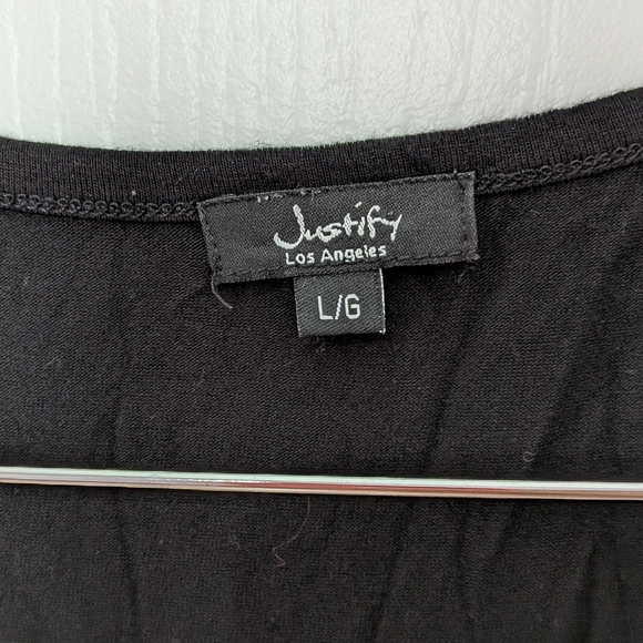 Justify Black Sleeveless Tank Top with Textured Heart Detail Women’s Large #23 - Picture 4 of 5